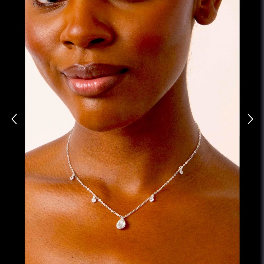 Ettika Silver Necklace with Delicate Crystal Drops